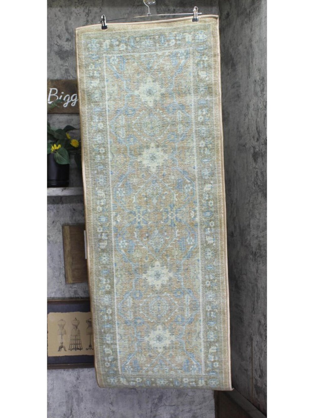 NEW Mohawk Printed Accent Runner Rug Blue / Brown Multi 22x60